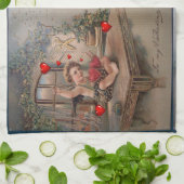 Valentinstag Küchenhandtuch, Vintag Geschirrtuch (Gefaltet)