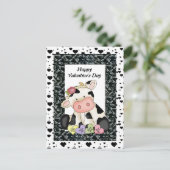 Valentinstag Kuh Postkarte (Stehend Vorderseite)