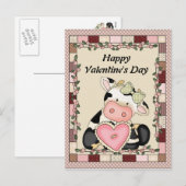 Valentinstag Kuh Postkarte (Vorne/Hinten)