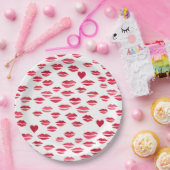 Valentinstag Küsse Lippen Herzen Muster Pappteller (Party)
