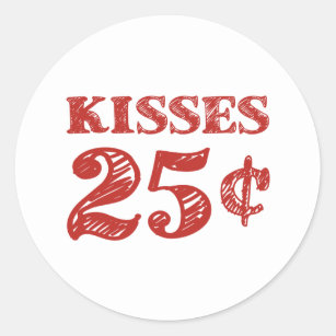 Valentinstag küsst 25 Cents Runder Aufkleber