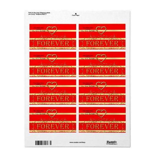 Valentinstag Labels Gold für immer Herz (Vorne)