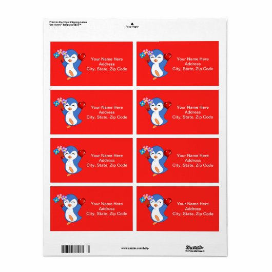 Valentinstag Labels Herz Pinguin Herz (Vorne)