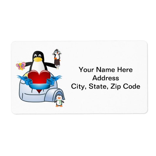 Valentinstag Labels Herz Pinguin Herz (Vorne)