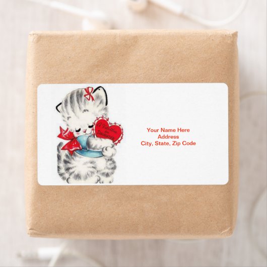 Valentinstag Labels Vintag Kitten (Insitu)