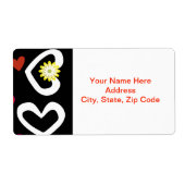 Valentinstag Labels White Hearts Black (Vorne)