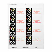 Valentinstag Labels White Hearts Black (Vorne)