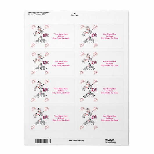 Valentinstag Labels Zebra (Vorne)