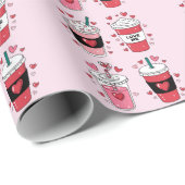 Valentinstag Latte Coffee Lover Geschenkpapier (Rolleneckpunkt)