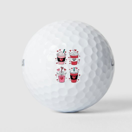 Valentinstag Latte Coffee Lover Golfball (Vorderseite)