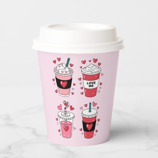 Valentinstag Latte Coffee Lover Pappbecher (Vorderseite)