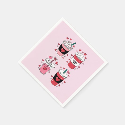 Valentinstag Latte Coffee Lover Serviette (Ecke)