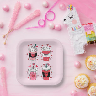 Valentinstag-Latte-Kaffee-Liebhaber Pappteller