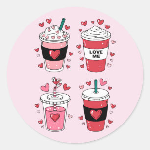 Valentinstag-Latte-Kaffee-Liebhaber Runder Aufkleber