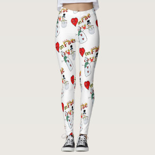 Valentinstag Leggings Lang Schneemann Feuer