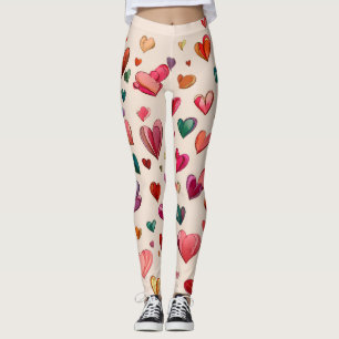 Valentinstag-Leggings – Romantisches Herz-Muster Leggings