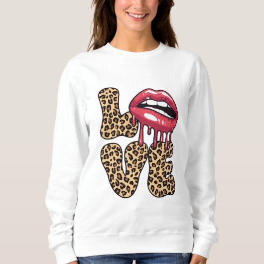 Valentinstag Leopard Liebe für Mädchen Sweatshirt (Vorderseite)