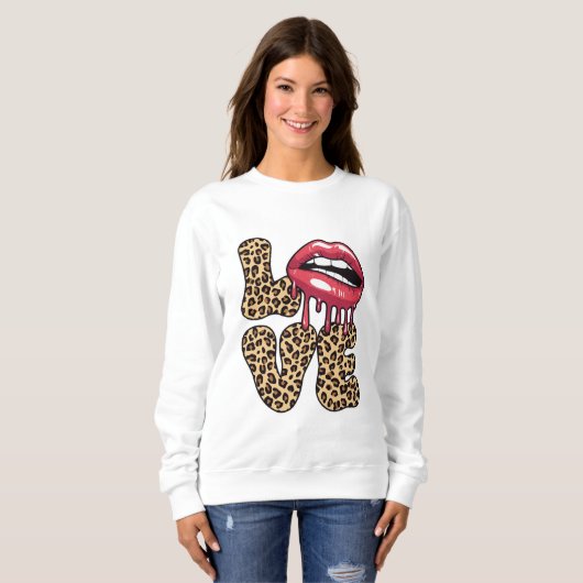 Valentinstag Leopard Liebe für Mädchen Sweatshirt (Vorne ganz)