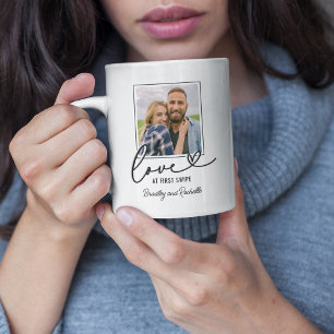 Valentinstag Liebe auf den ersten Swipe Foto Kaffeetasse