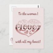 Valentinstag Liebe Herz Metallische Rose Rosa Postkarte (Vorne/Hinten)