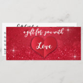 Valentinstag Liebe Herz Roter Glitzer Geschenkkart (Vorne/Hinten)
