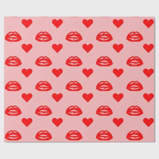 Valentinstag Liebe Herz und Lippen Geschenkpapier (Flach)
