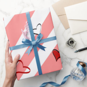 Valentinstag Liebe Herz und rosa Linie Geschenkpapier