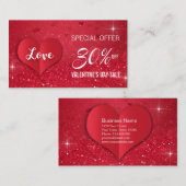 Valentinstag Liebe Herzerkrankungen Roter Glitzer Rabattkarte (Vorne/Hinten)