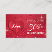 Valentinstag Liebe Herzerkrankungen Roter Glitzer Rabattkarte (Vorderseite)