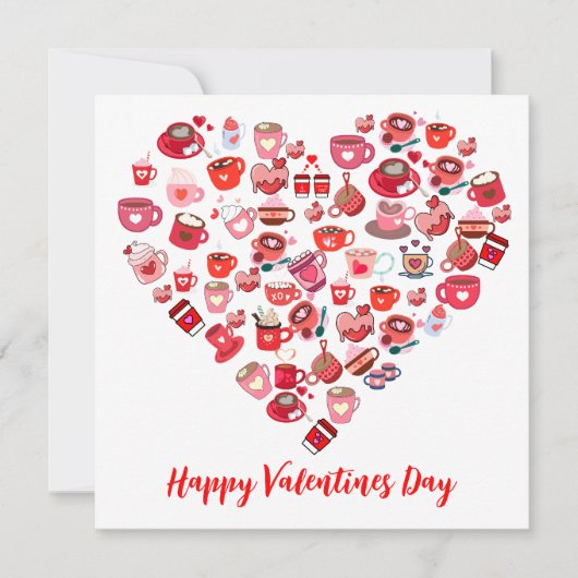 Valentinstag Liebe Herzform Kaffeedesign Einladung (Vorderseite)