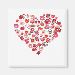Valentinstag Liebe Herzform Kaffeedesign Magnet