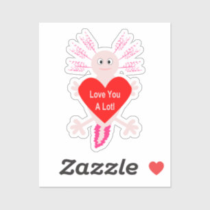 Valentinstag Liebe Herzstück Axolotl Aufkleber
