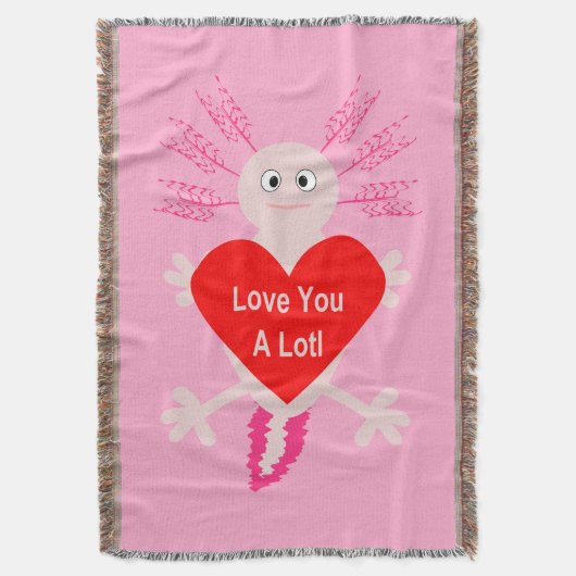 Valentinstag Liebe Herzstück Axolotl Decke (Vorderseite Vertikal)