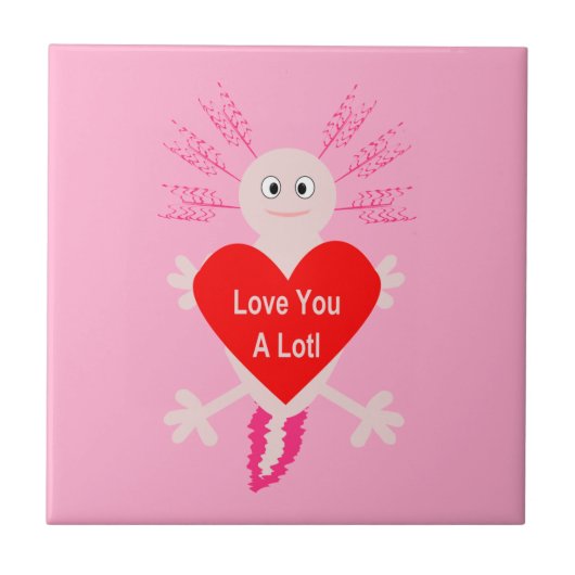 Valentinstag Liebe Herzstück Axolotl Fliese (Vorderseite)