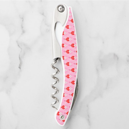 Valentinstag Liebe Herzstück Axolotl Gemustert Kellnermesser (Vorderseite)