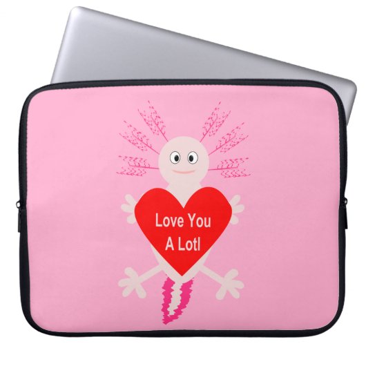 Valentinstag Liebe Herzstück Axolotl Laptopschutzhülle (Vorderseite)