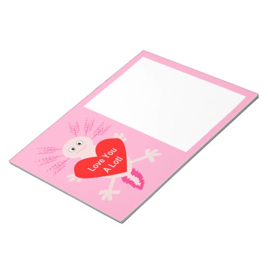 Valentinstag Liebe Herzstück Axolotl Notizblock (angewinkelt)