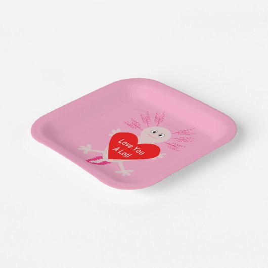 Valentinstag Liebe Herzstück Axolotl Pappteller (Gewinkelt)