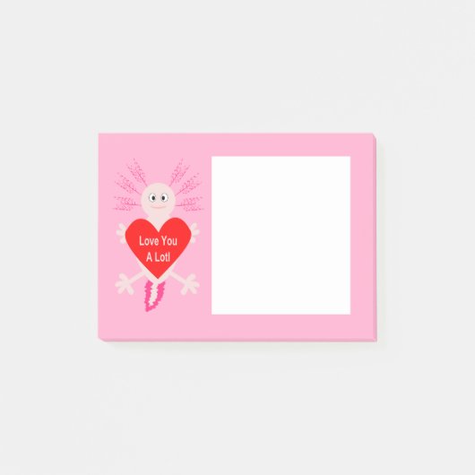Valentinstag Liebe Herzstück Axolotl Post-it Klebezettel (Vorderseite)