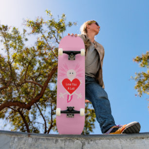 Valentinstag Liebe Herzstück Axolotl Skateboard