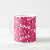 Valentinstag Liebe Hört rosa rotes Muster Kaffeetasse (Vorderseite Links)