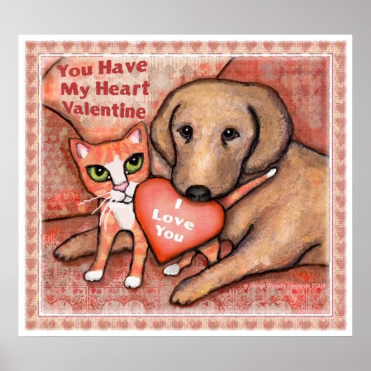 Valentinstag Liebe Hund und Katzenposter Poster (Vorne)