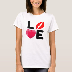 Valentinstag LIEBE Küss und Herz T-Shirt