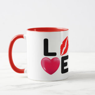 Valentinstag LIEBE Küss und Herz Tasse