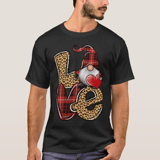 Valentinstag Liebe Leopard Buffalo Kariert T-Shirt (Vorderseite)
