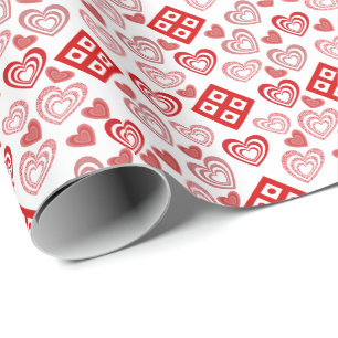 Valentinstag Liebe Rosa, Rot und Weiß Muster Geschenkpapier