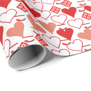 Valentinstag Liebe Rosa, Rot und Weiß Muster Geschenkpapier