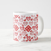 Valentinstag Liebe Rosa, Rot und Weiß Muster Jumbo-Tasse (Vorderseite Rechts)
