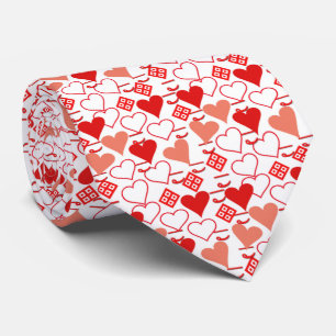 Valentinstag Liebe Rosa, Rot und Weiß Muster Krawatte