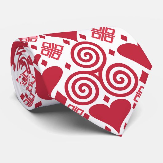 Valentinstag Liebe Rosa, Rot und Weiß Muster Krawatte (Gerollt)